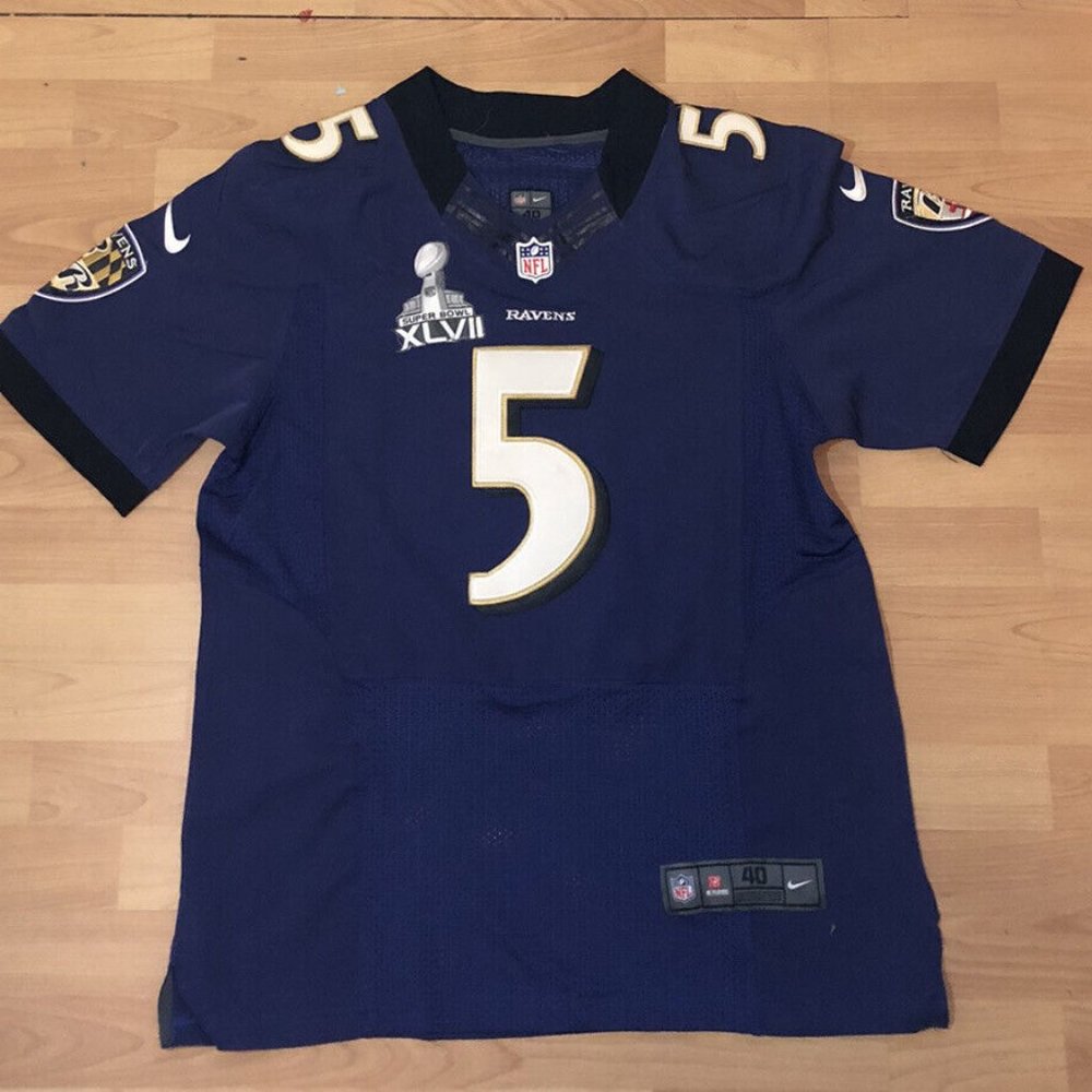 JOE FLACCO Baltimore Ravens NFL Nike Away Jersey Size 40 Super Bowl On-Field #5
